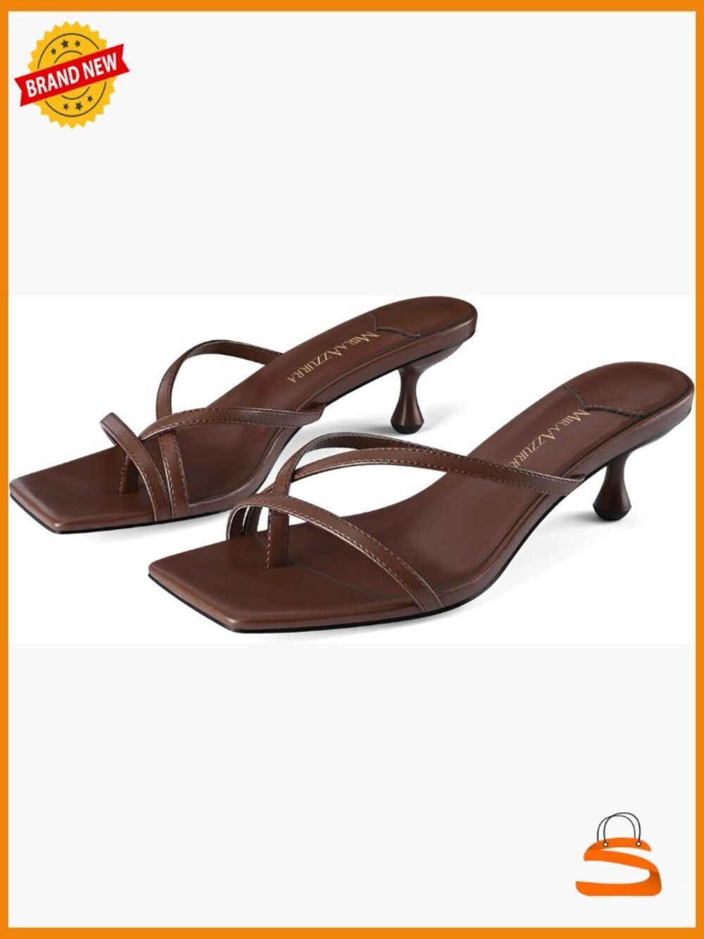 Kitten Heels for Women Flip Flop Thong Low Heel Square Toe Slip On Slides